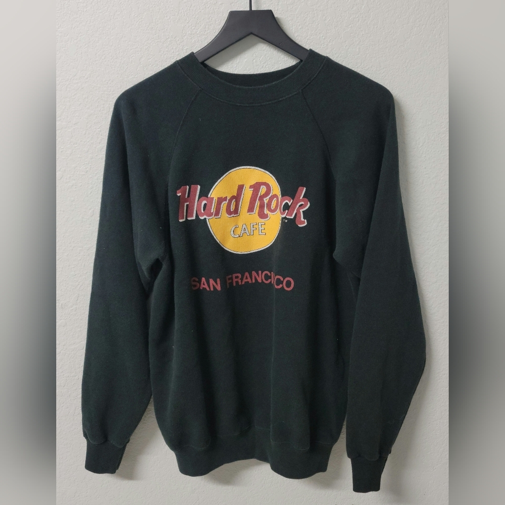 Vintage Hard Rock Cafe Fleece Lined Crew Neck Sweatshirt San Francisco Men's L
